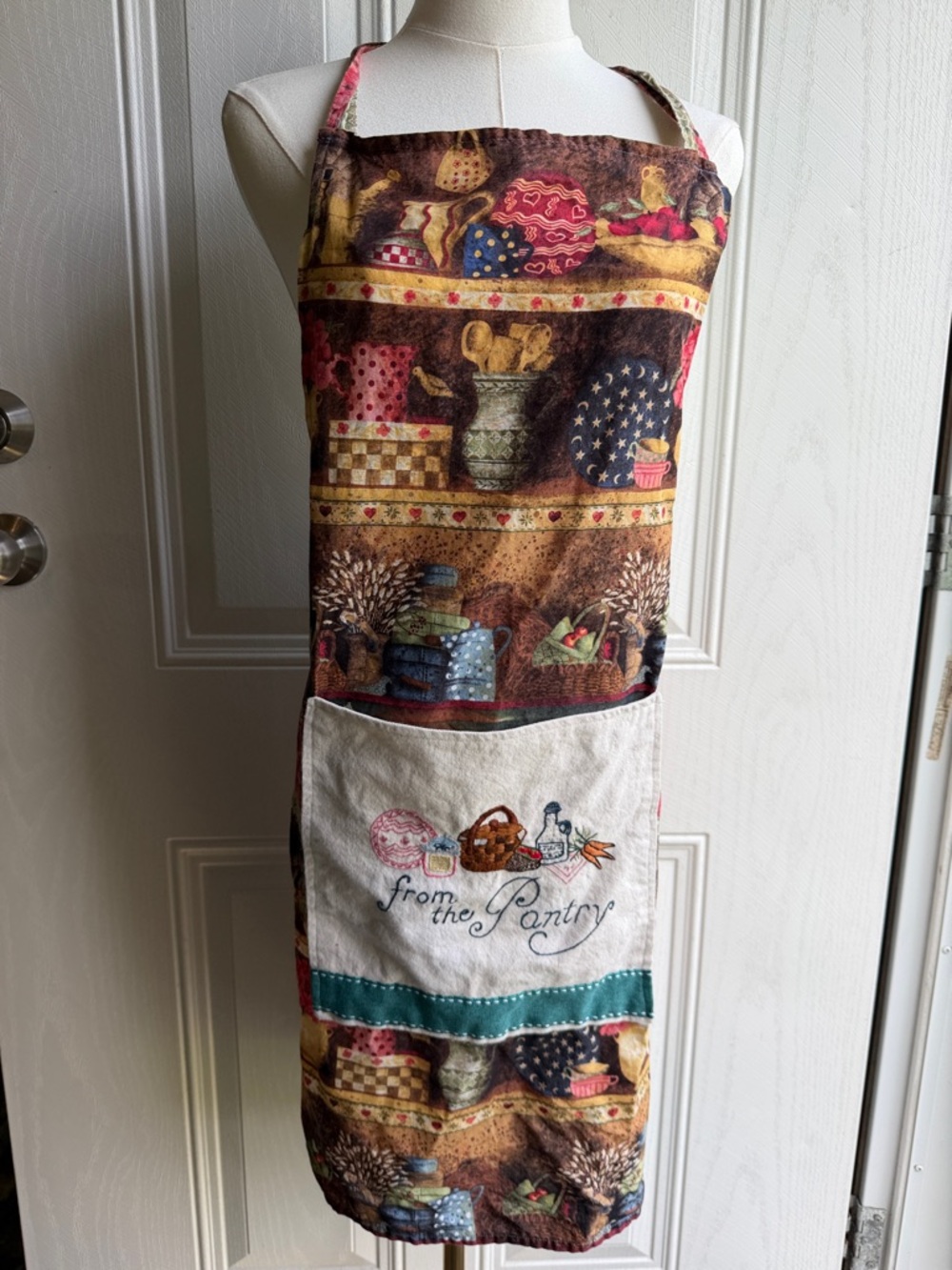 From the Pantry Granny Cottagecore Kitchen Apron in Brown and Cream